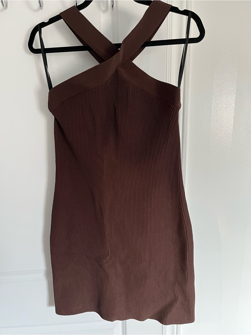 Babaton Crossneck Sculpt Knit Dress (Brown)